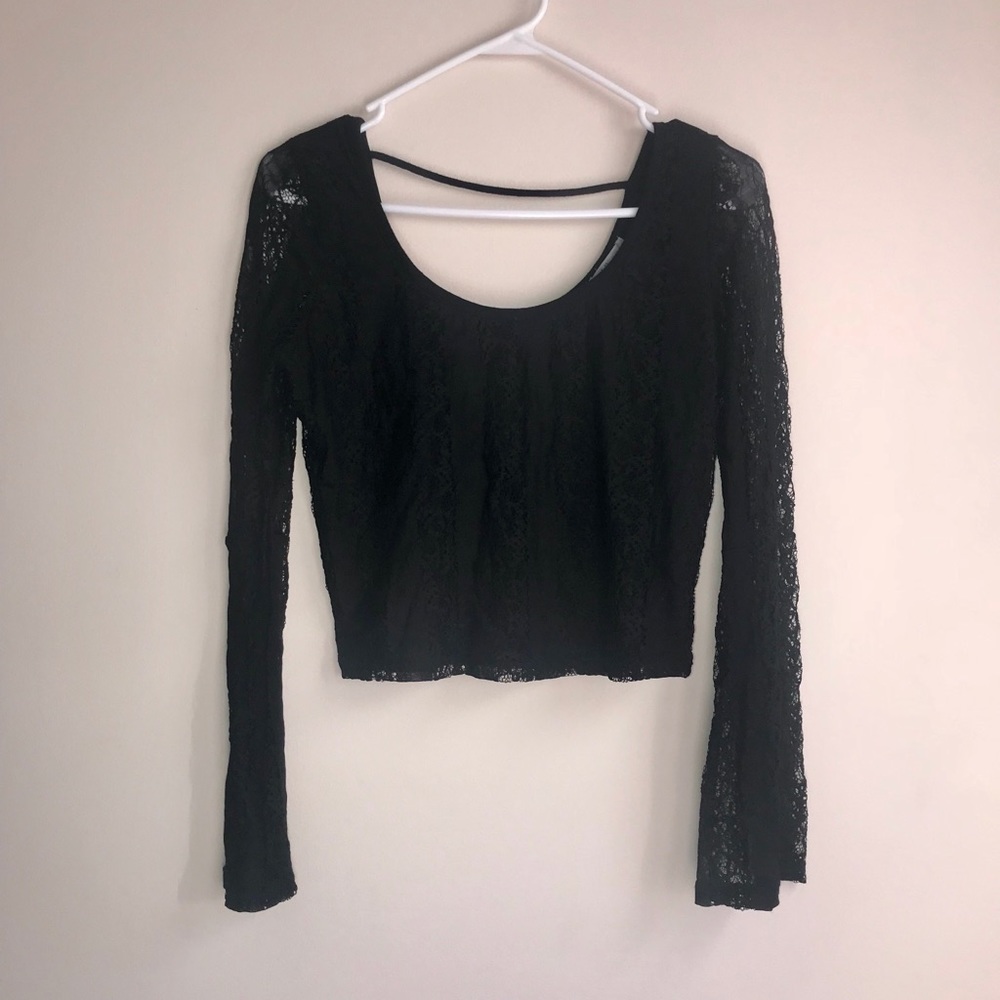 Black Long sleeve Crop Top